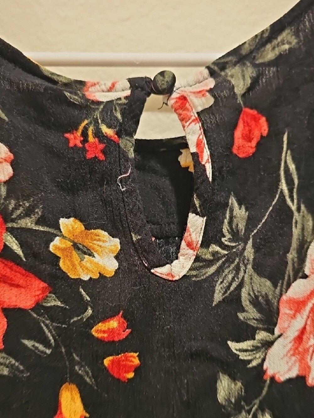 torrid Black Floral Tunic with Red & Cream Blooms - Picture 3 of 3